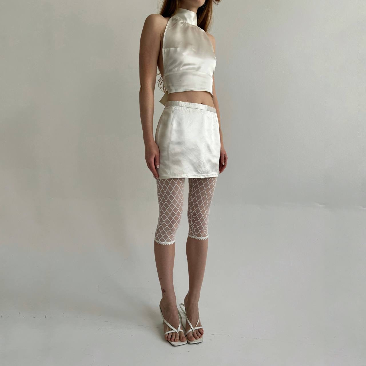 Vintage high waisted satin mini skirt