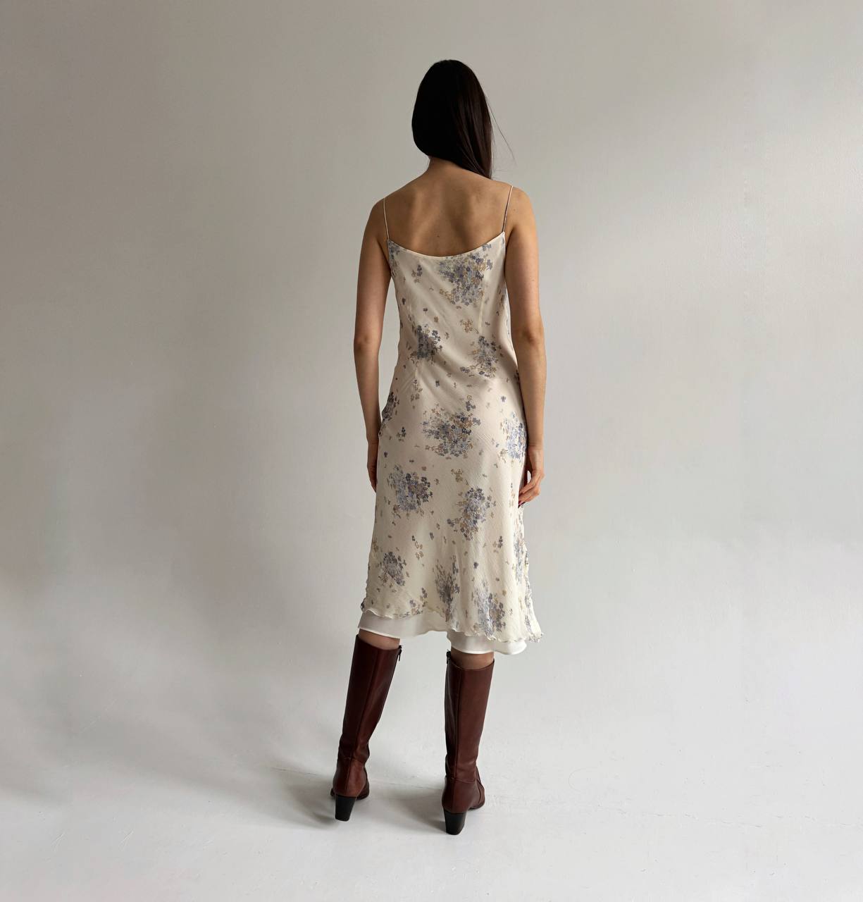 Vintage pure silk flower print dress