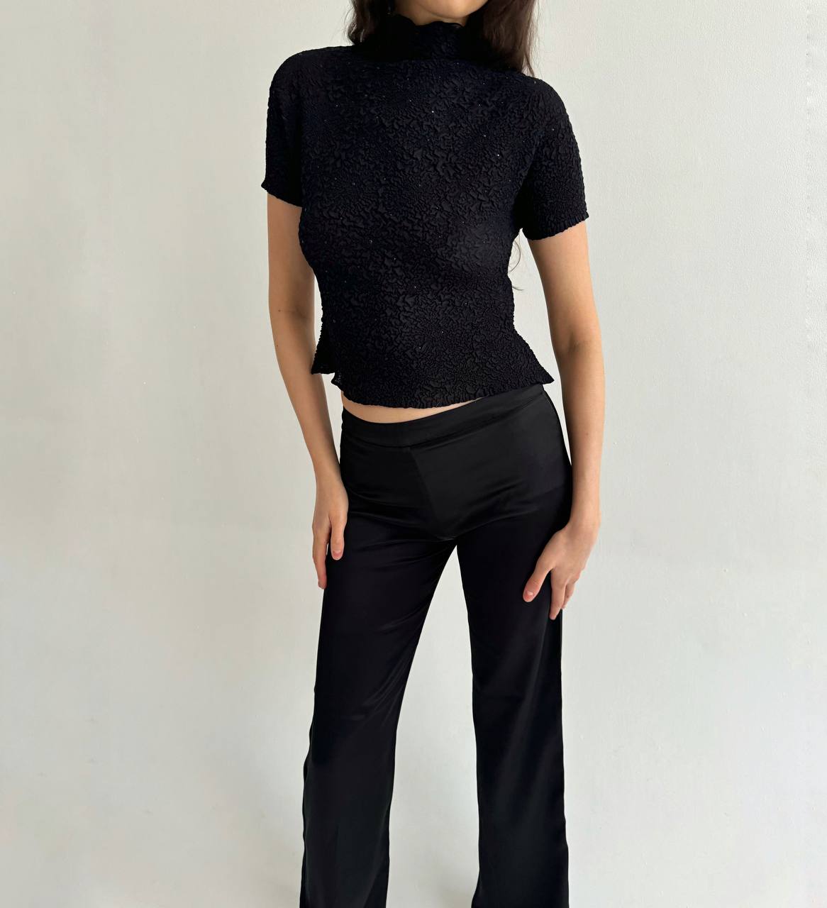 Vintage Japanese pleated sheer blouse