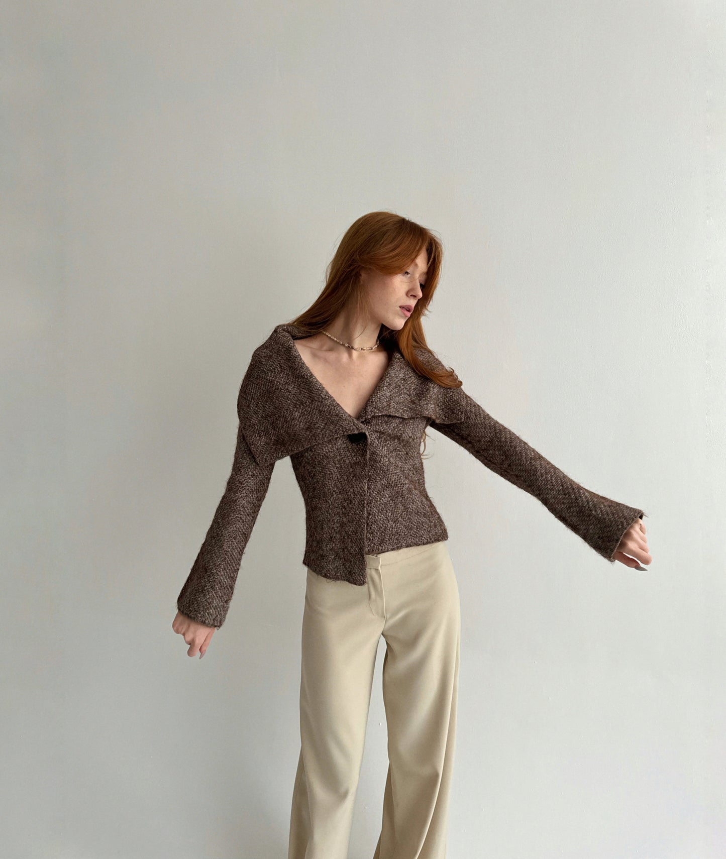 Vintage jacket with wide collar