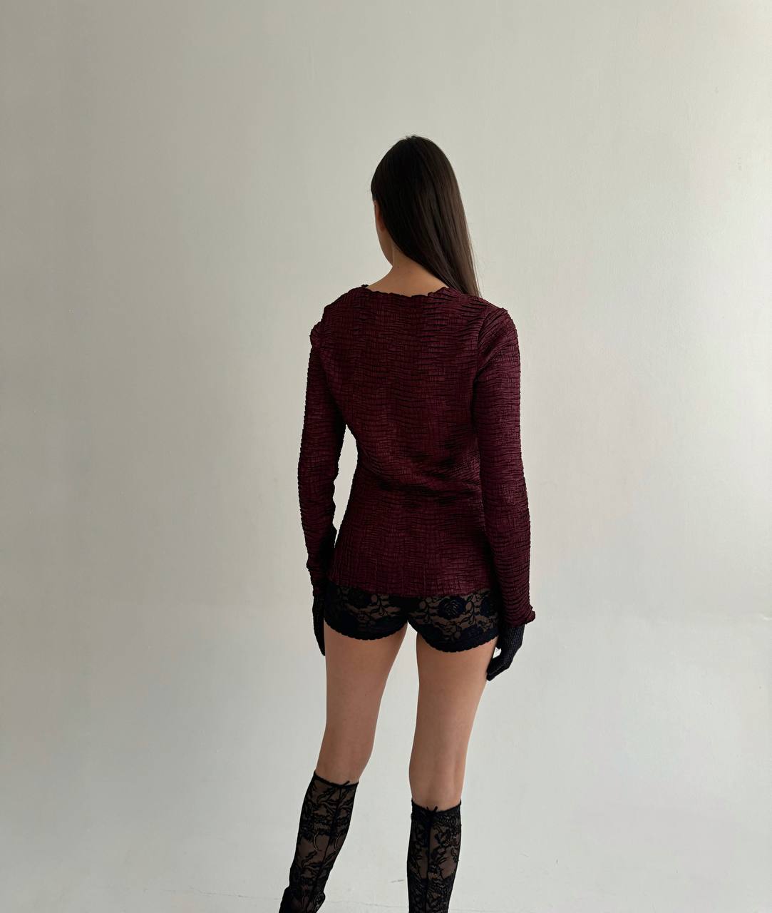 Vintage burgundy crinkle blouse