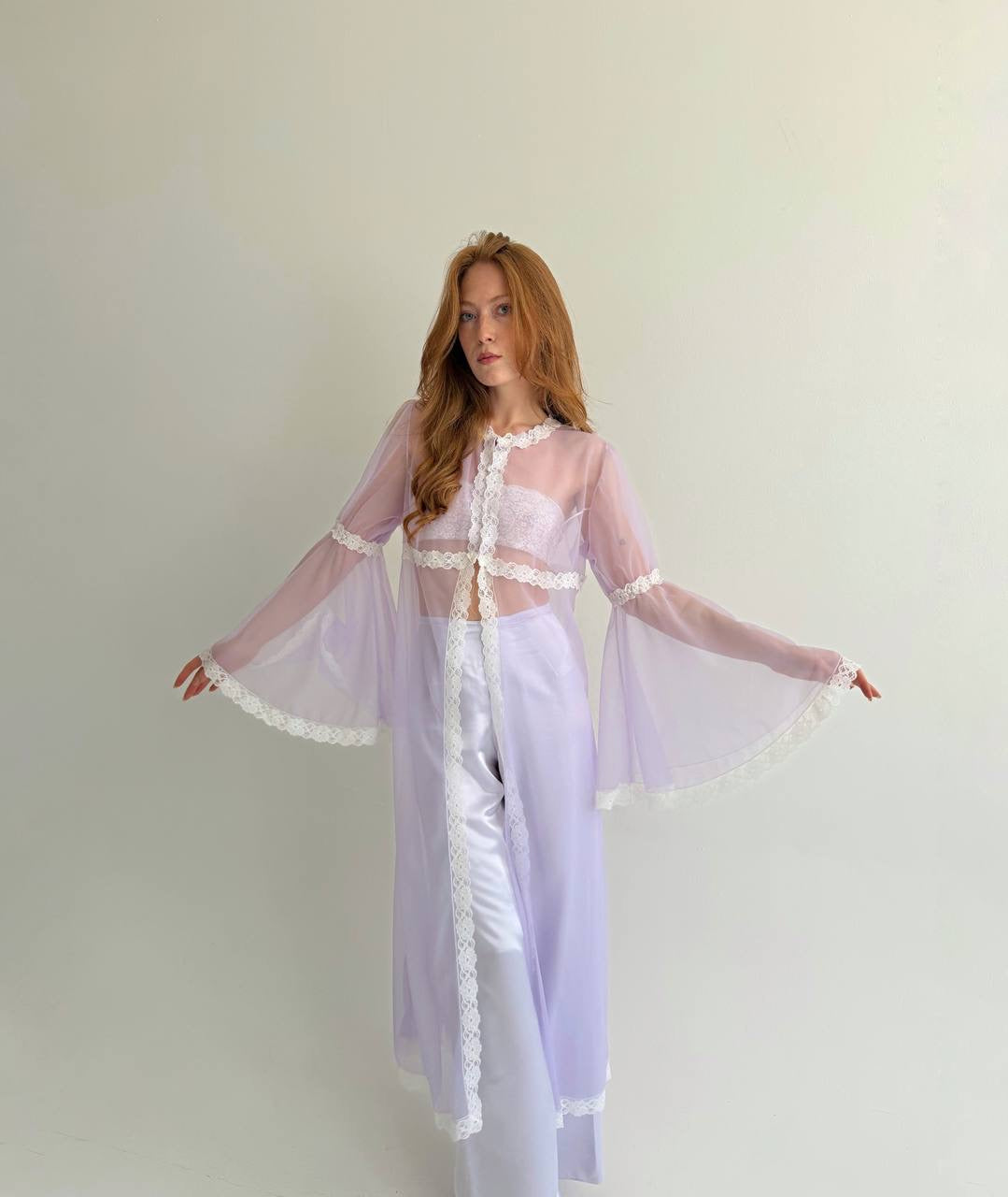 Vintage pastel purple robe with lace