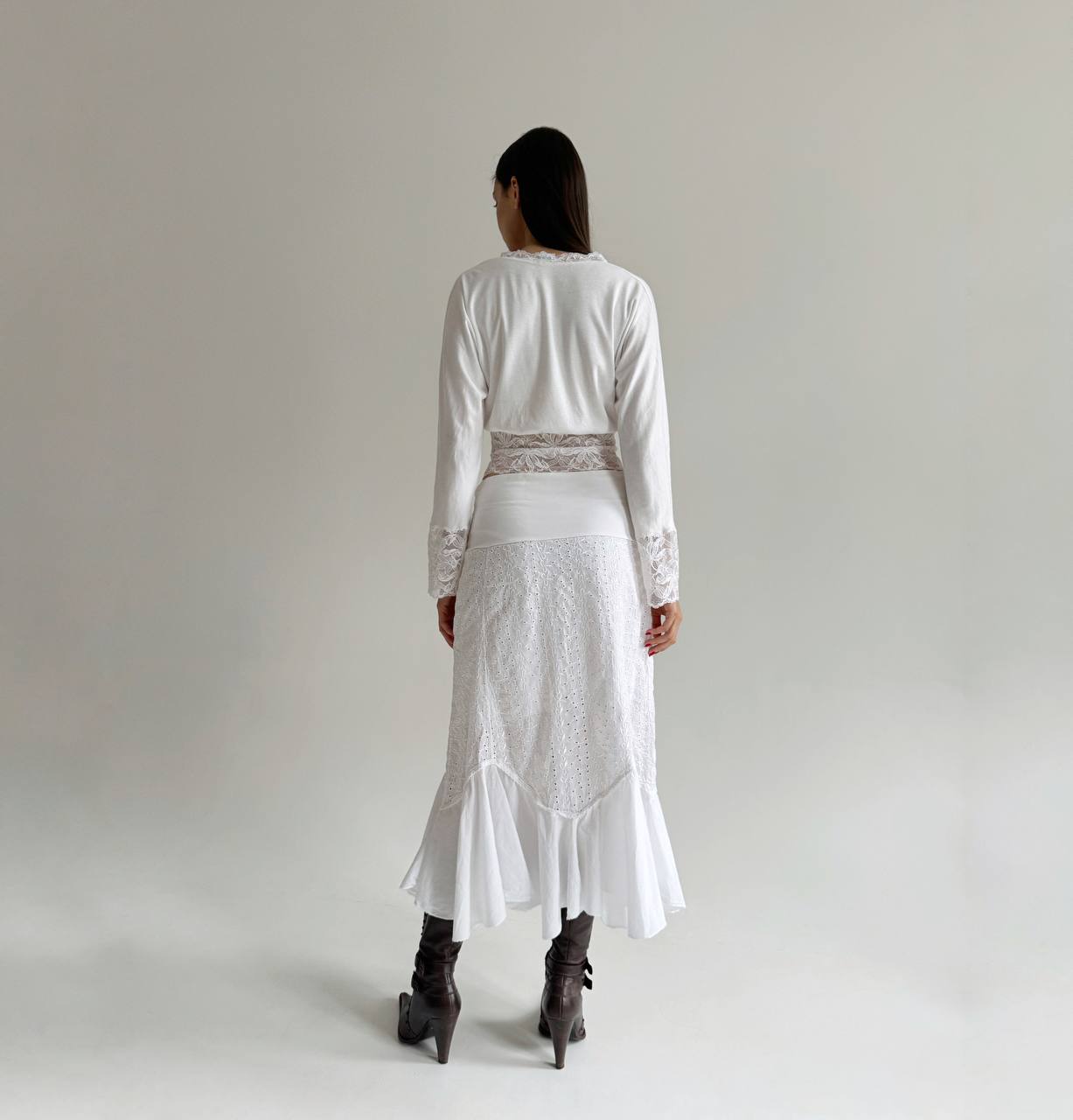 Vintage cotton prairie white skirt