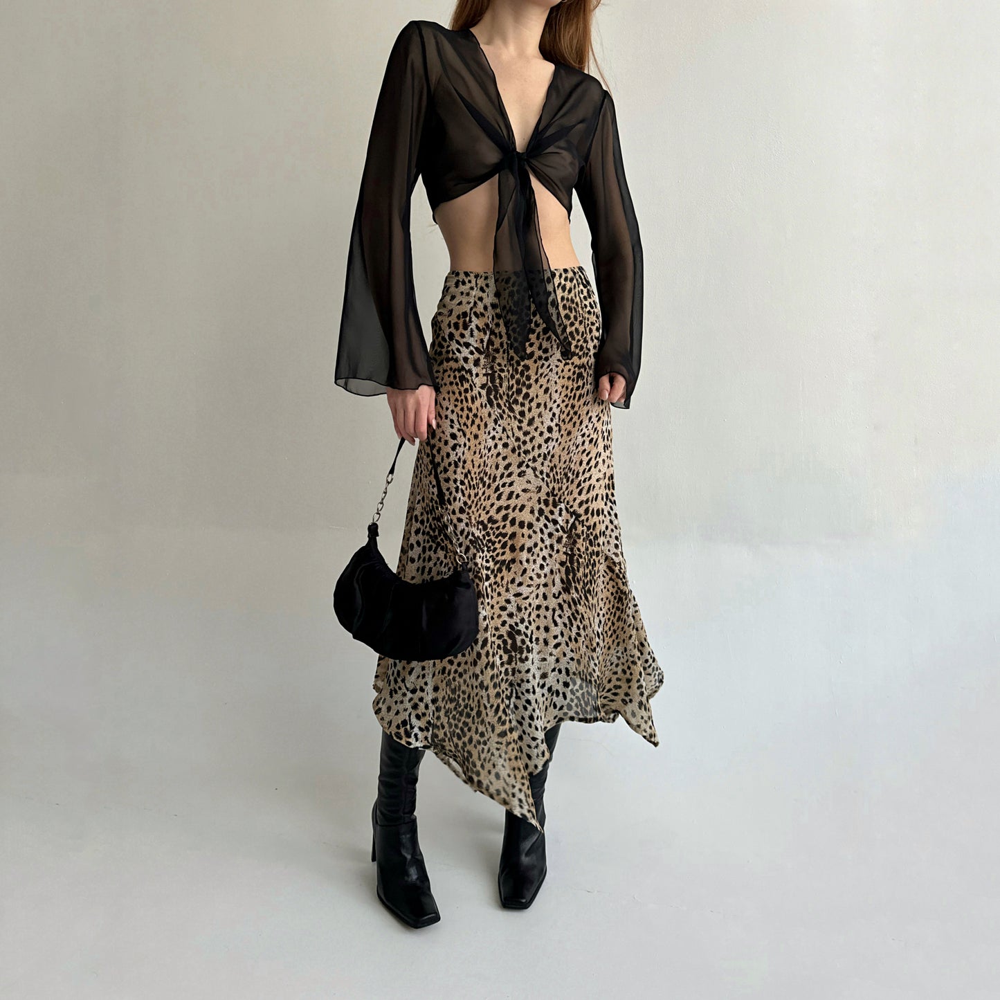 Vintage asymmetrical animal printed skirt
