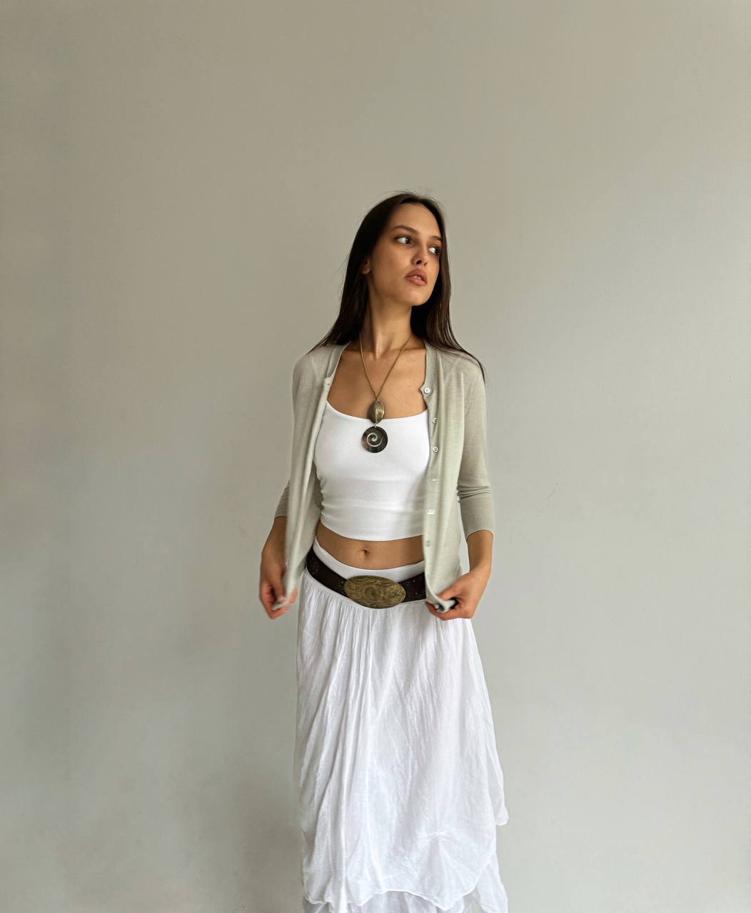 Y2K wool and cashmere sage cardigan