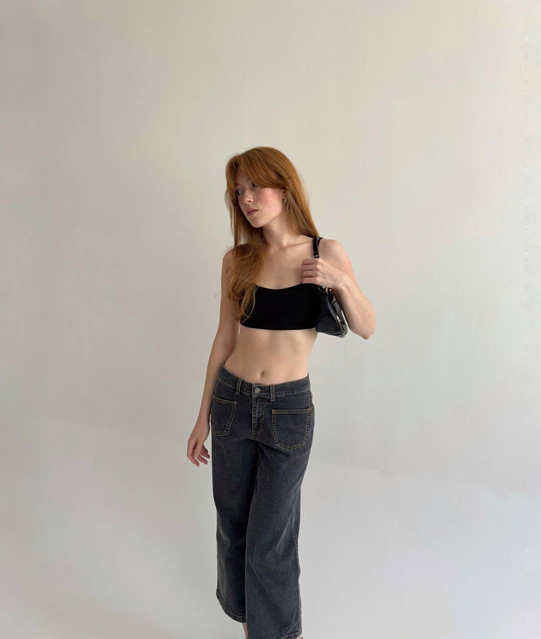 Vintage grey denim cropped jeans
