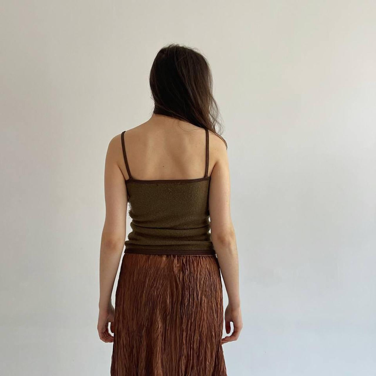 Y2K brown top with fluffy detail