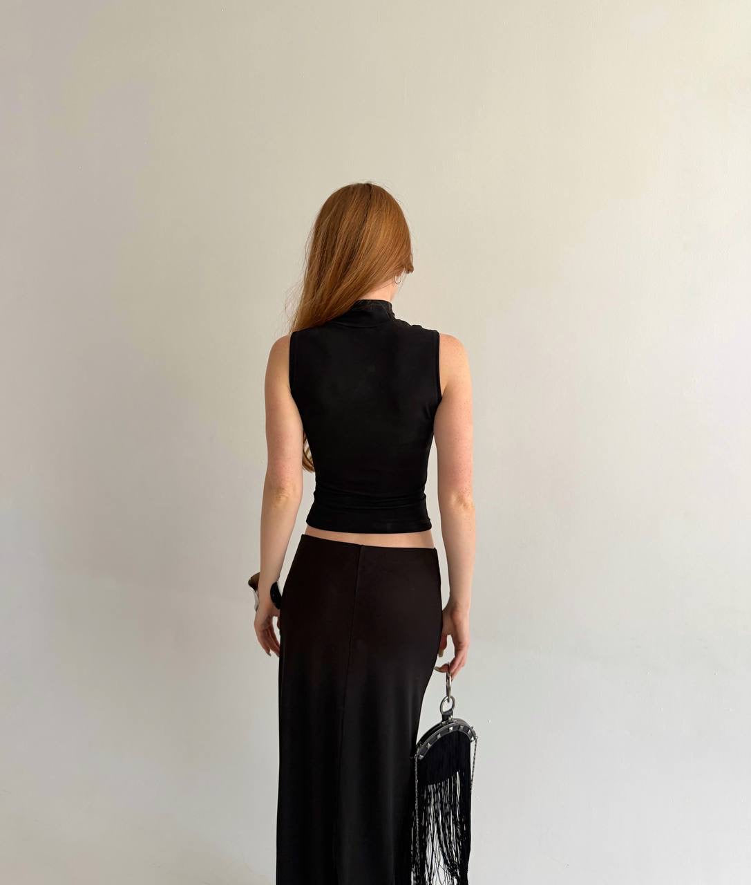 Vintage black fitted sleeveless top