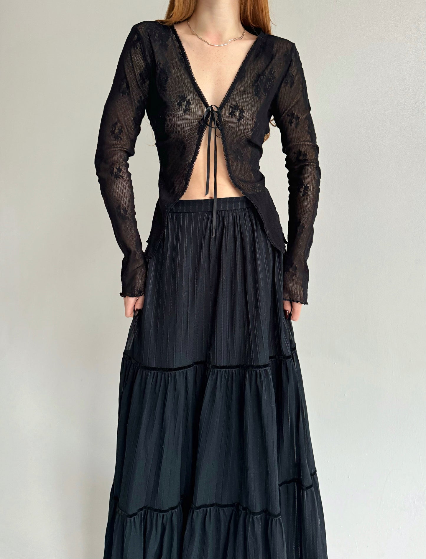 Y2K black lace cardigan