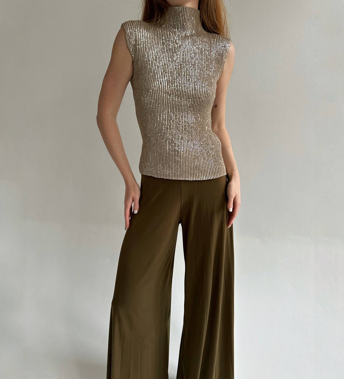 Vintage Specchio Pleats sequin top