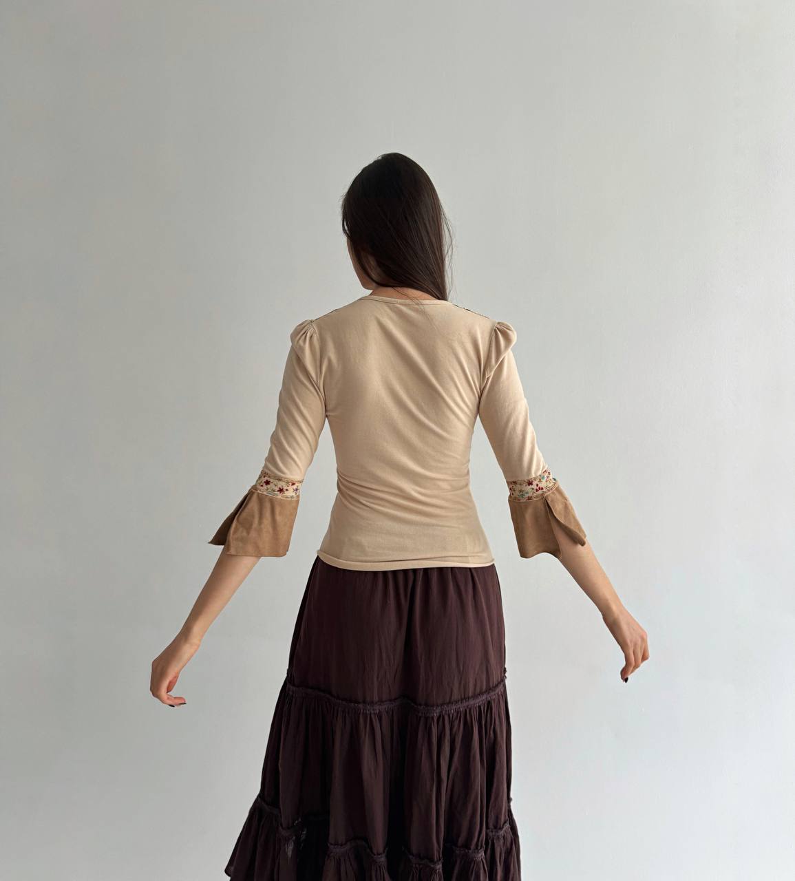 Vintage beige boho blouse