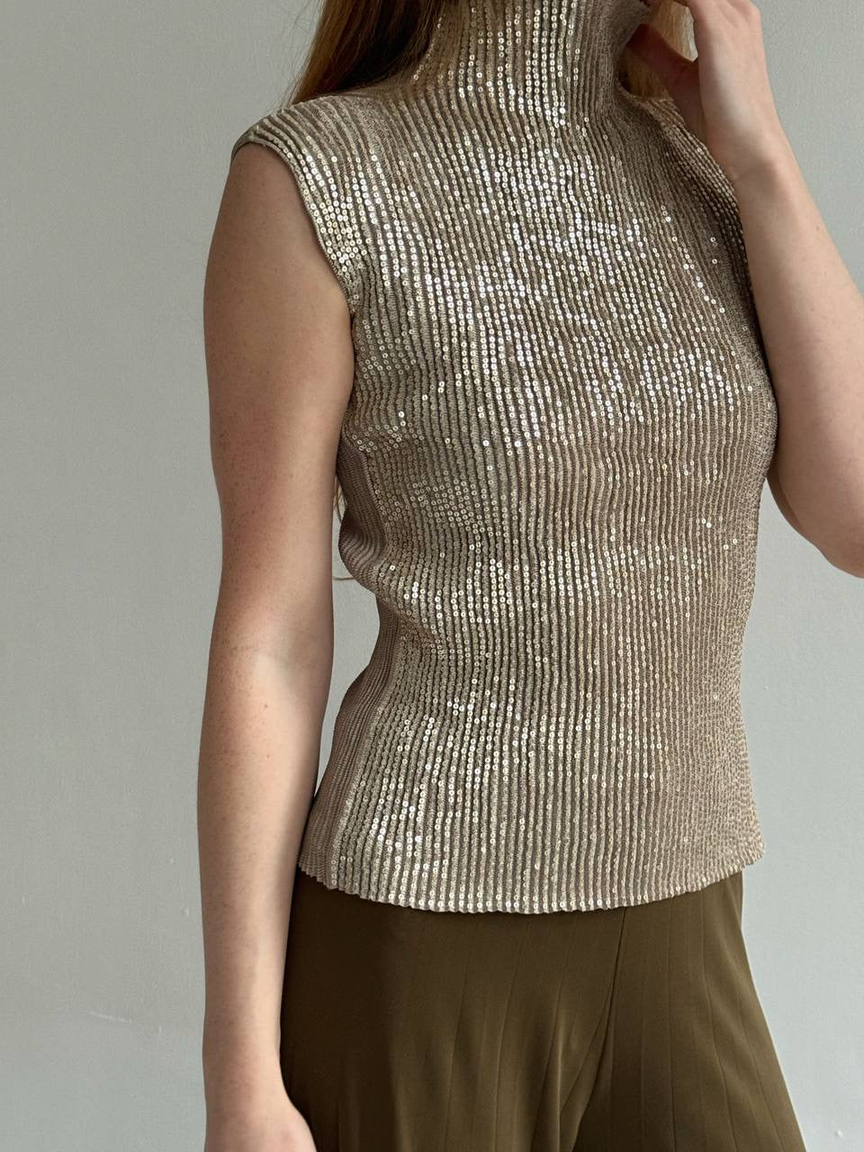 Vintage Specchio Pleats sequin top