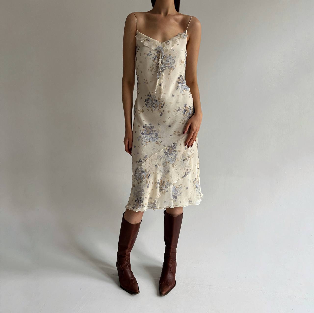 Vintage pure silk flower print dress