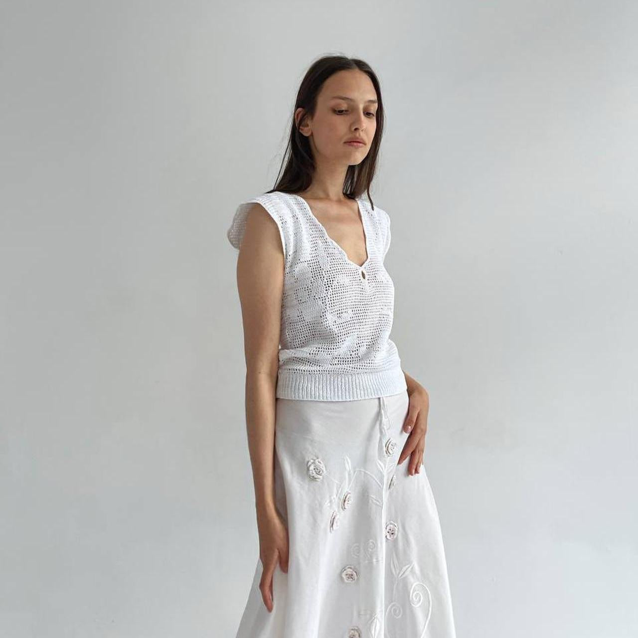 Vintage crochet white vest