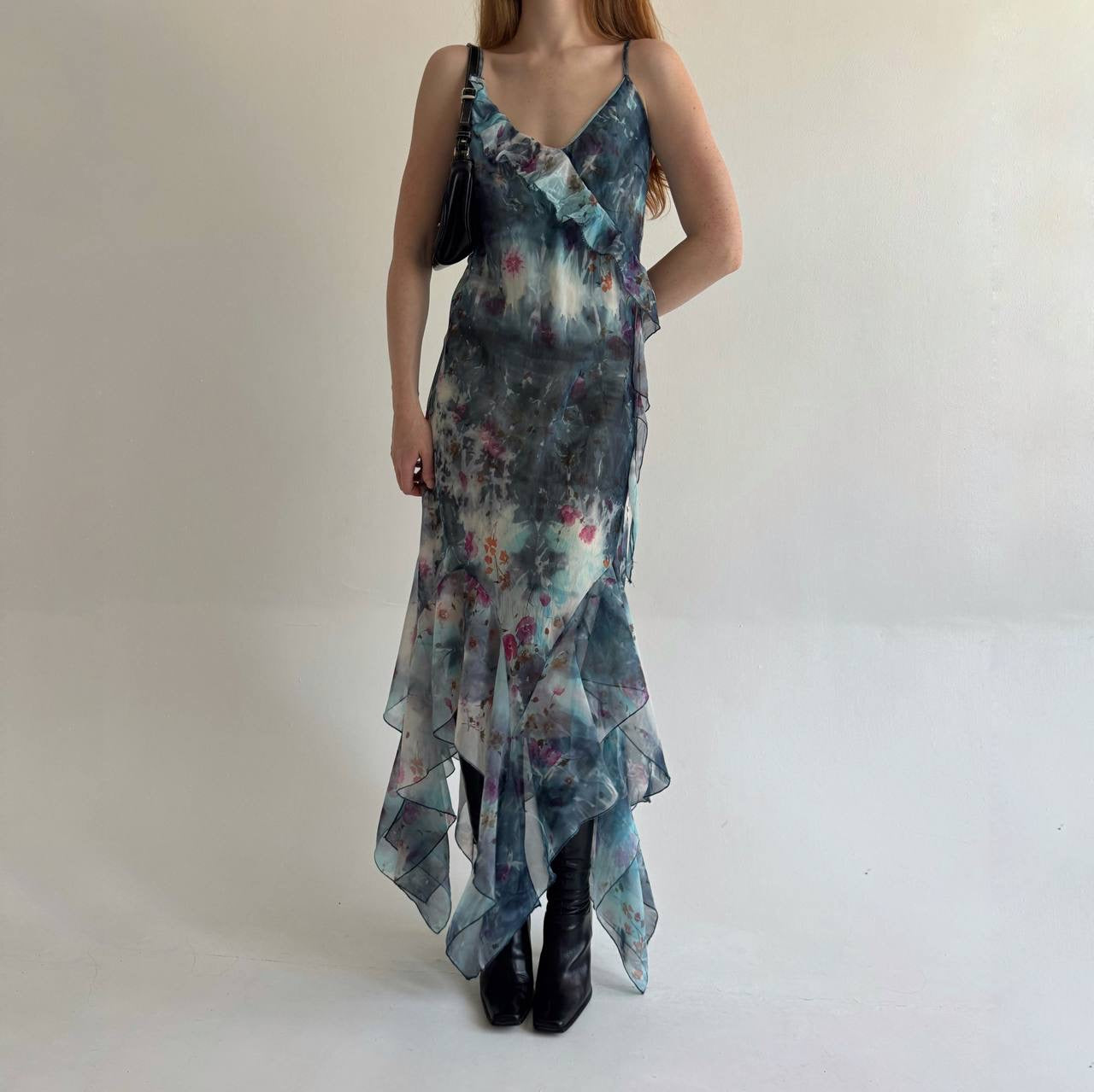 Vintage asymmetrical printed dress