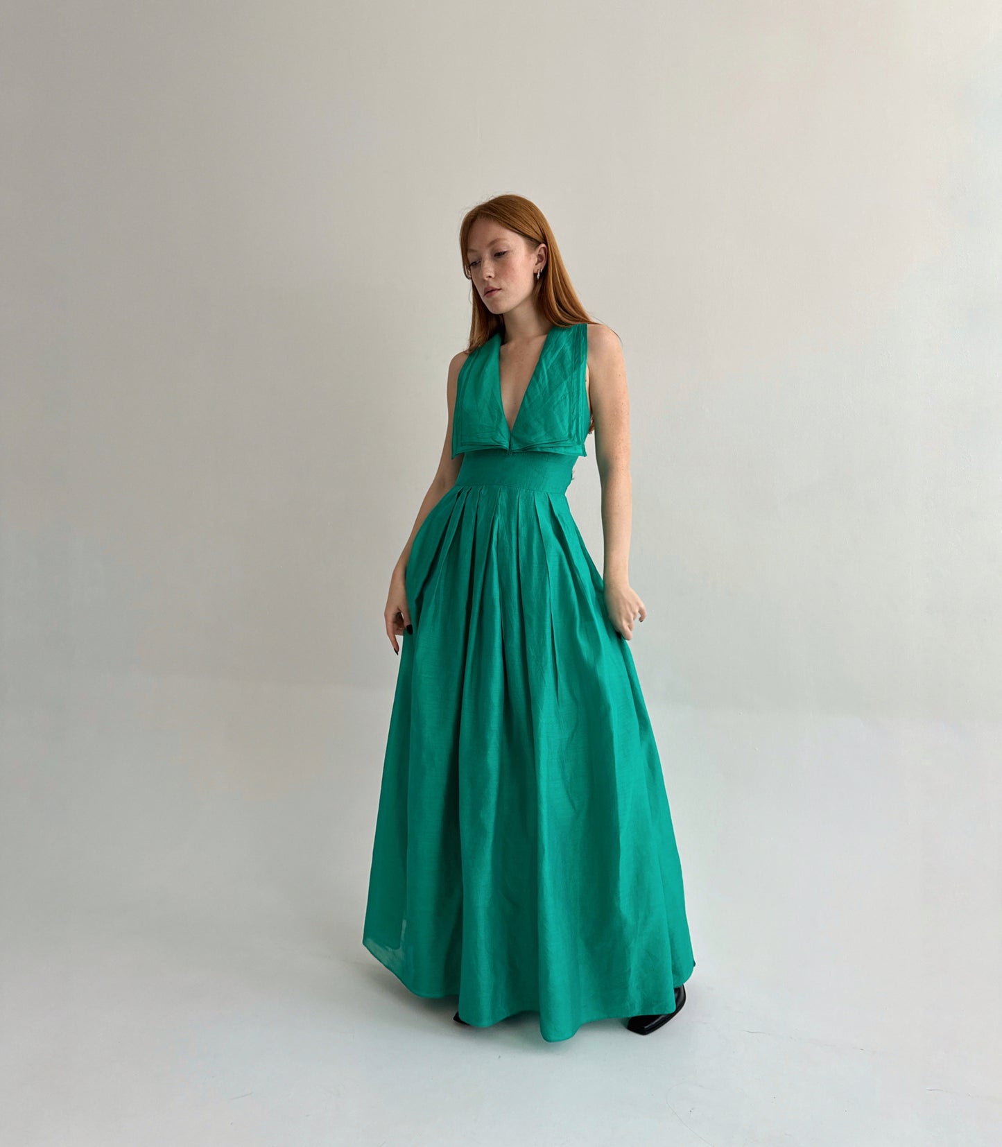 Vintage 75% cotton 25% silk green maxi dress