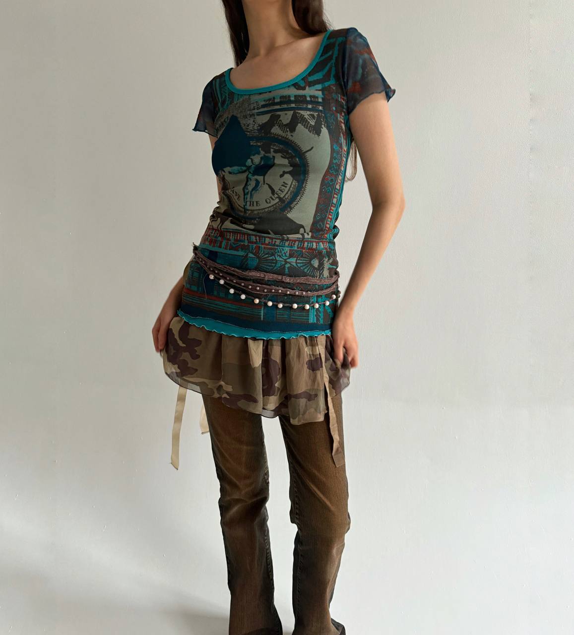 Y2K Save The Queen mesh blouse