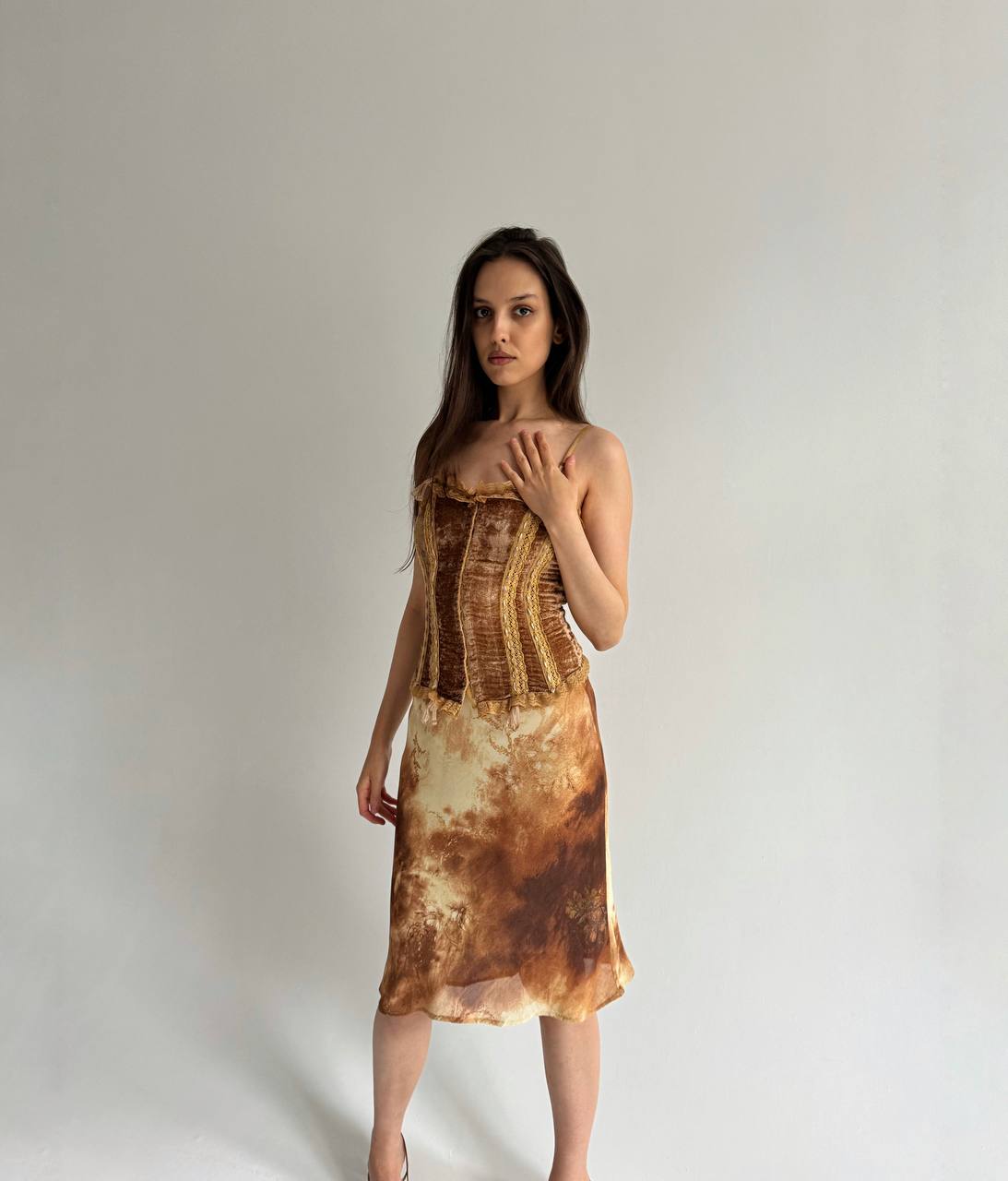 Vintage viscose printed skirt