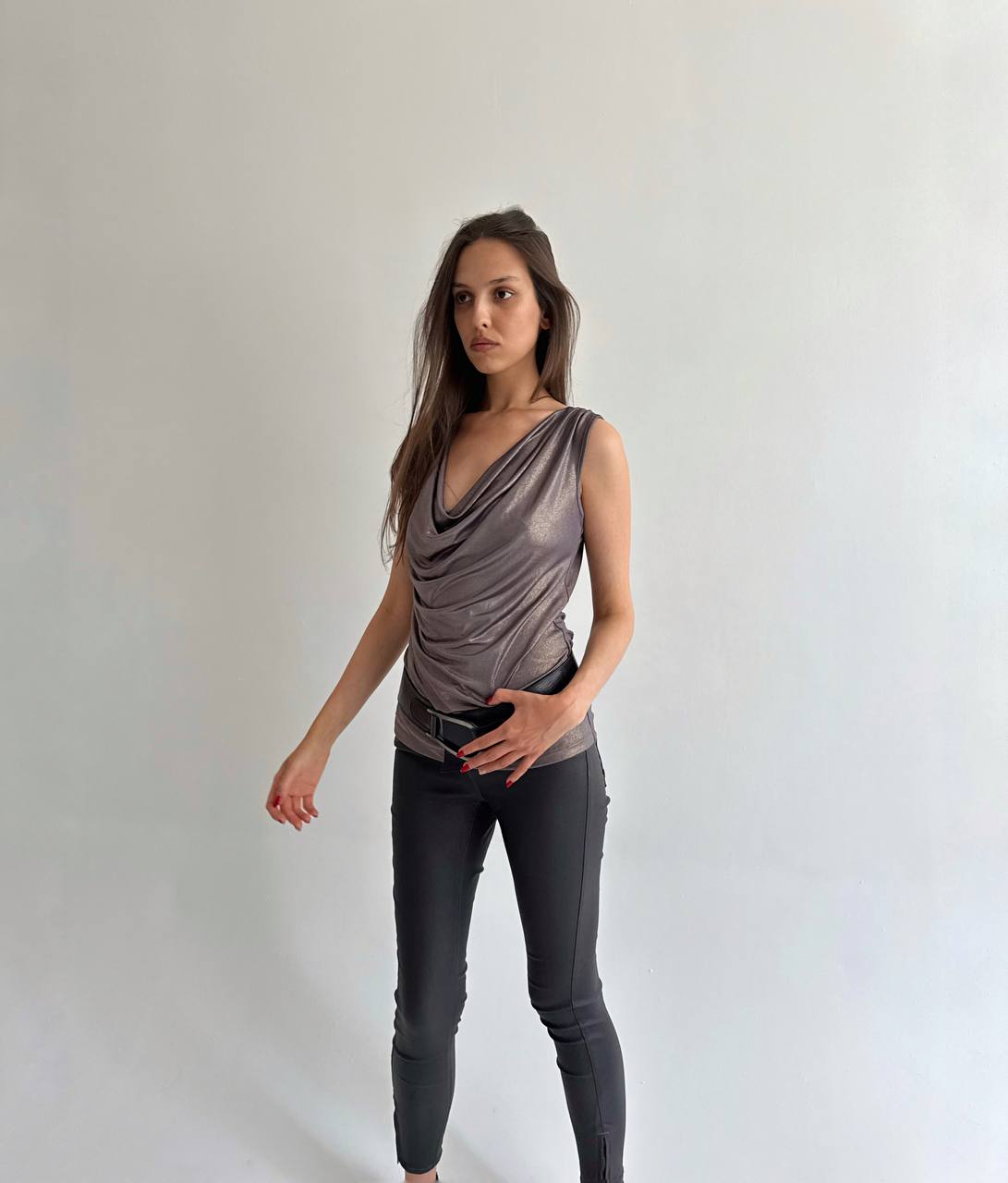 Calvin Klein glossy draped top