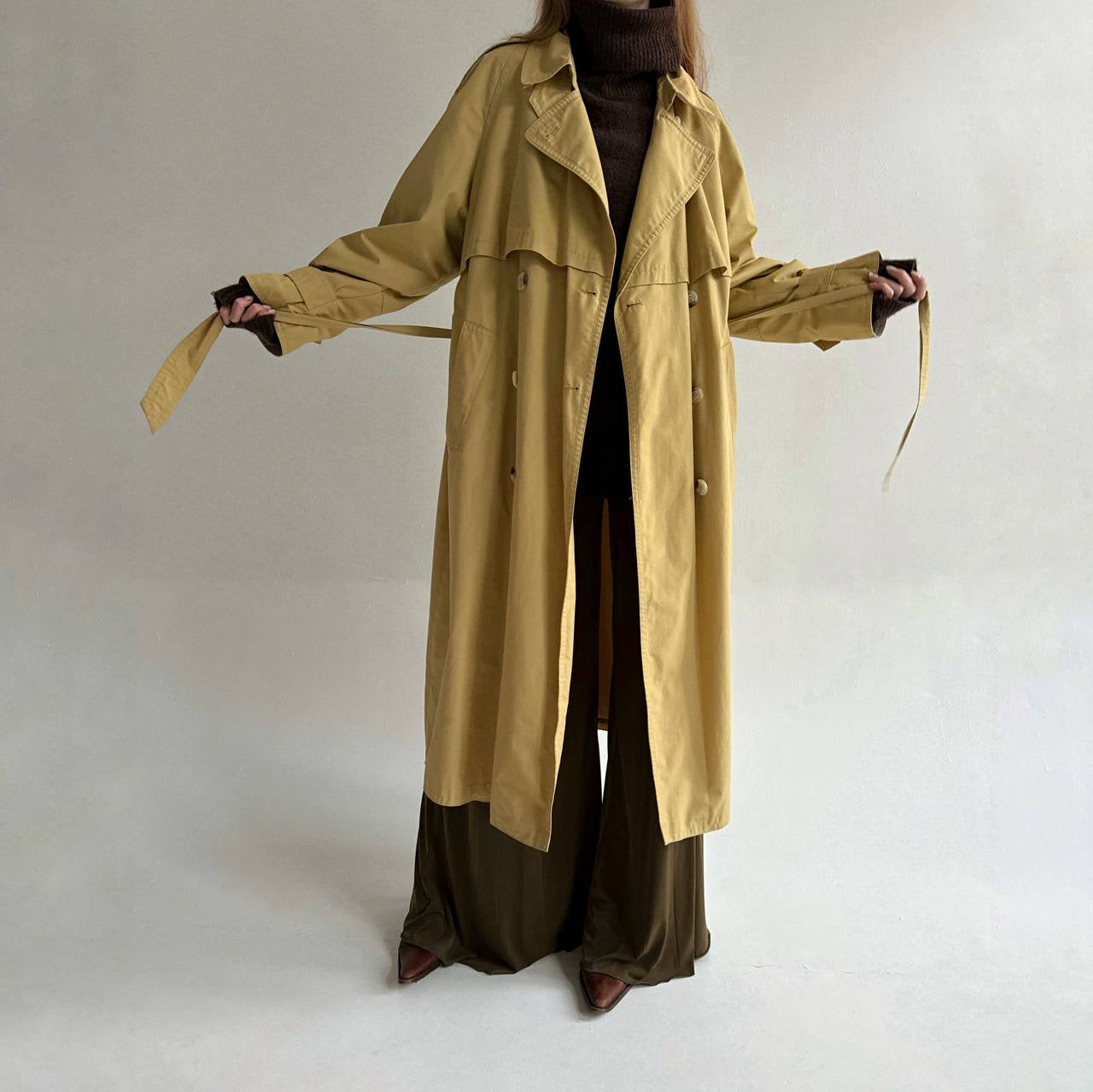 Vintage cotton blend long trench coat
