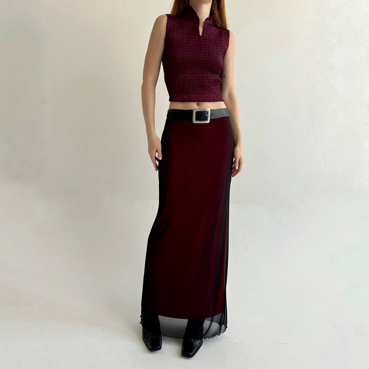 Vintage burgundy maxi skirt