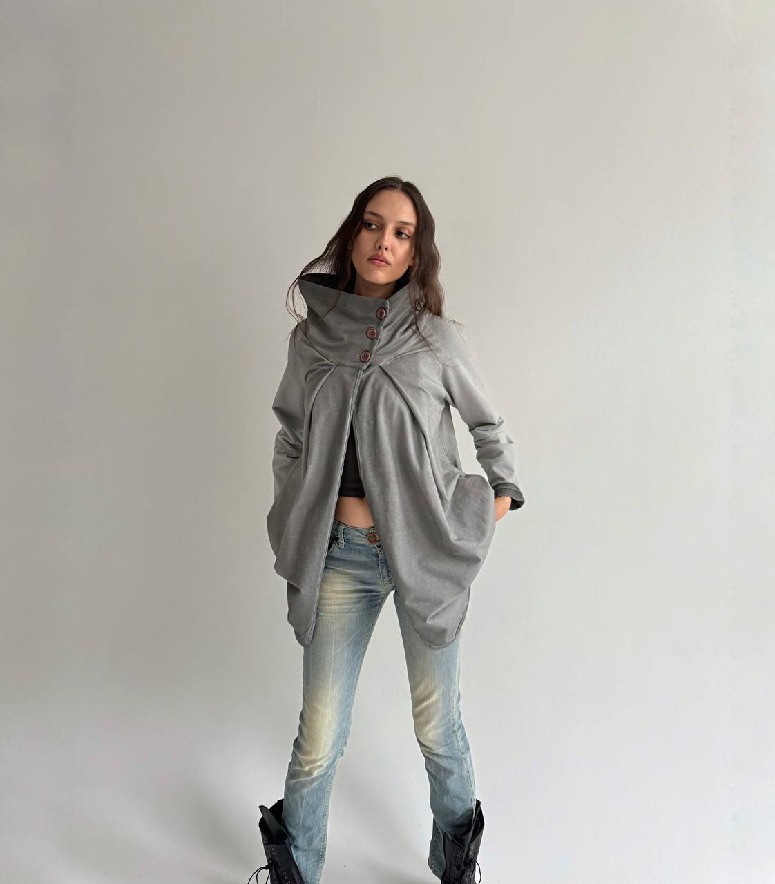 Vintage avant garde asymmetrical button up cardigan