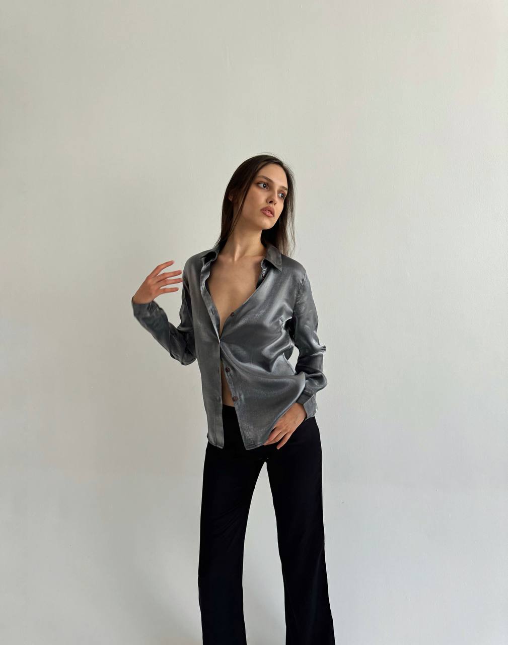 Vintage viscose chrome liquid blouse