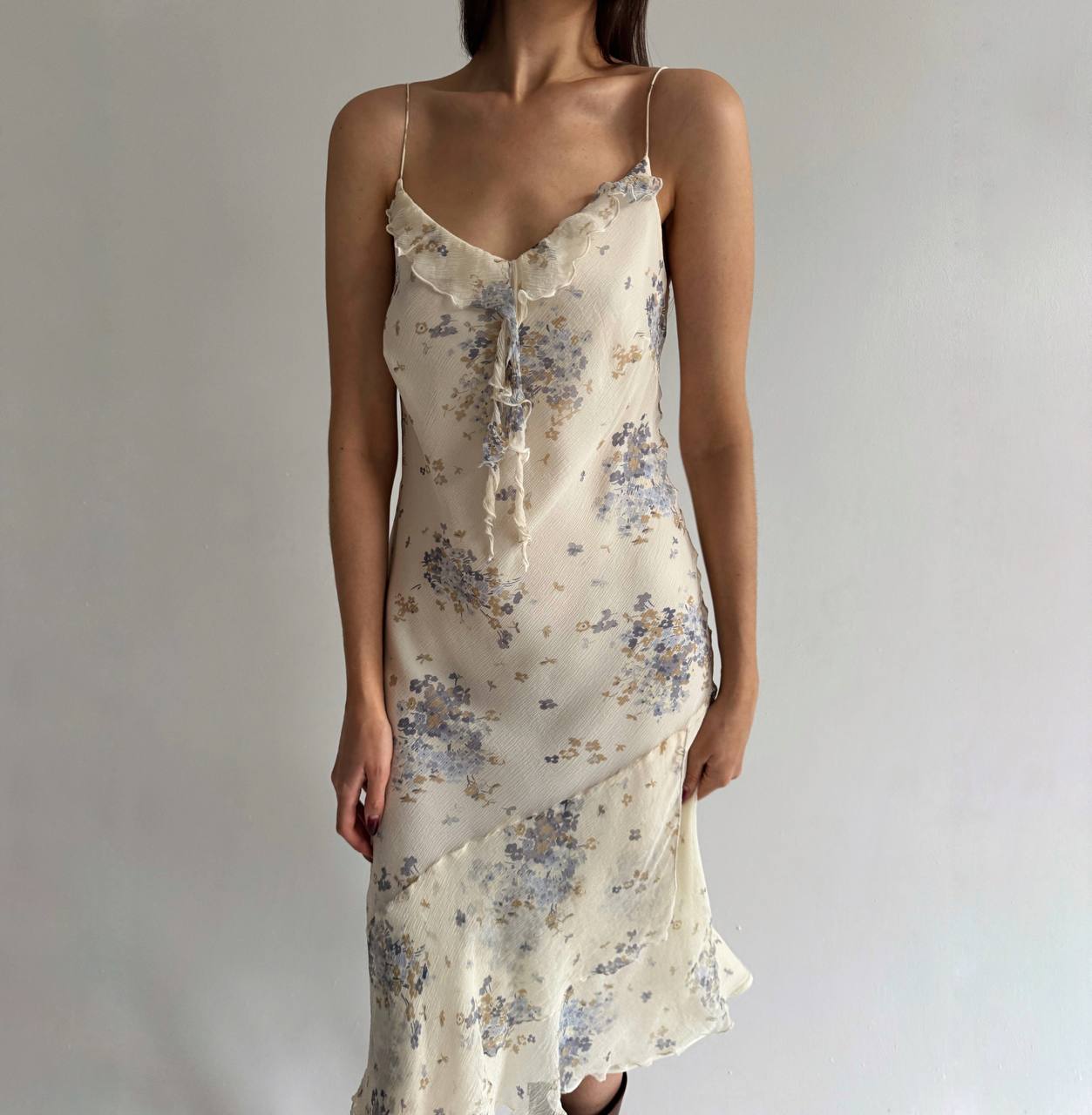 Vintage pure silk flower print dress