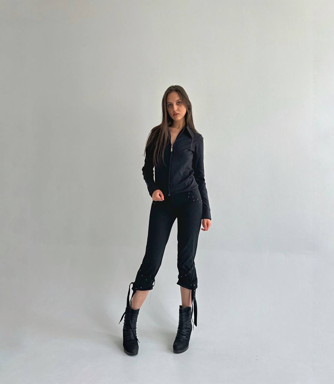 Vintage black capris with rhinestones