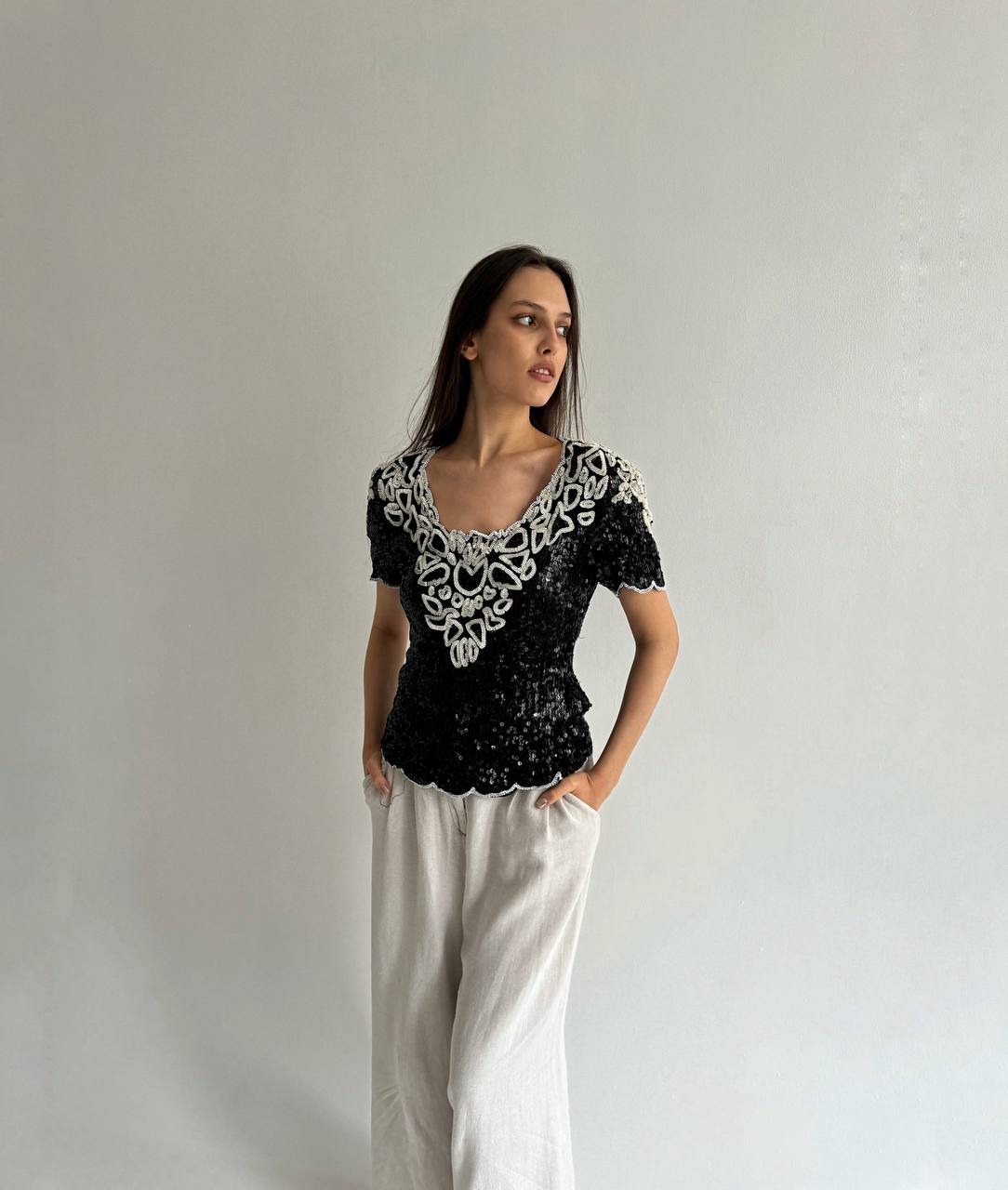 Vintage sequin beaded blouse