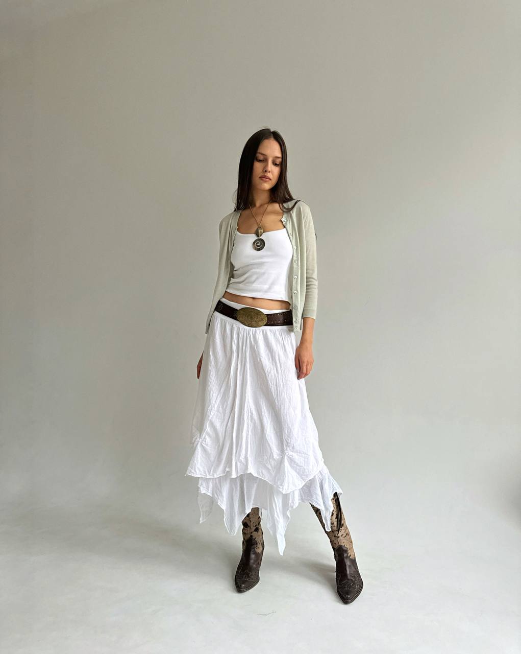 Vintage cotton asymmetrical white skirt