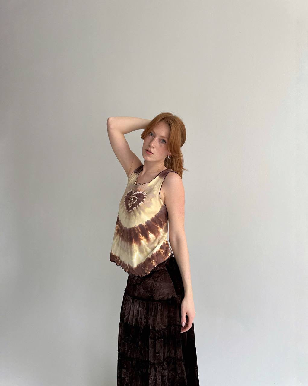 Vintage cotton tie dye brown top