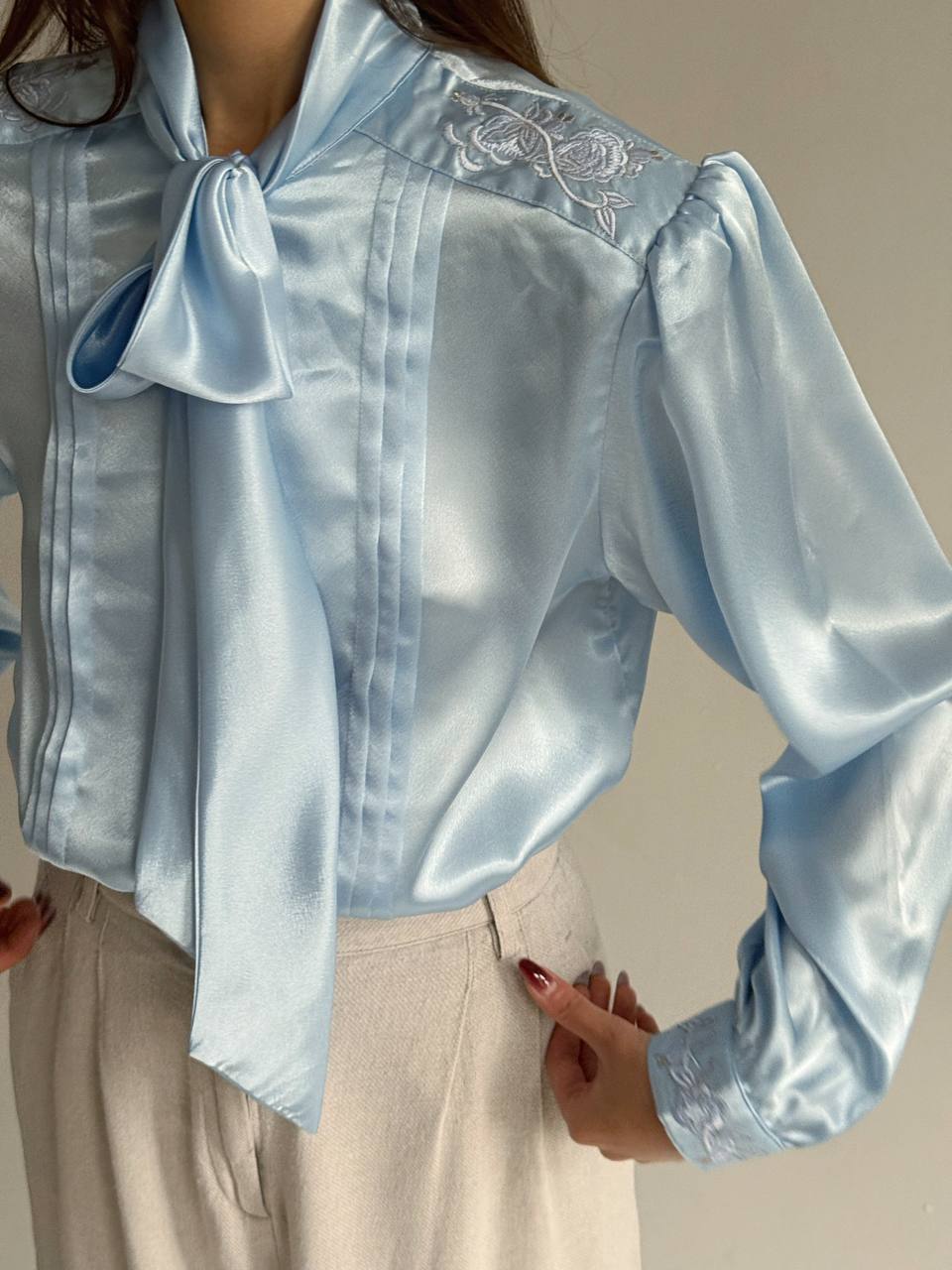 Vintage satin blue blouse