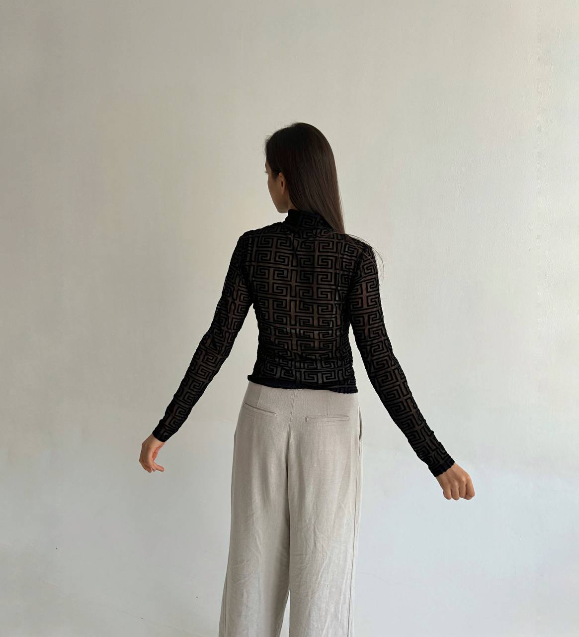 Vintage mesh velvet ornament blouse