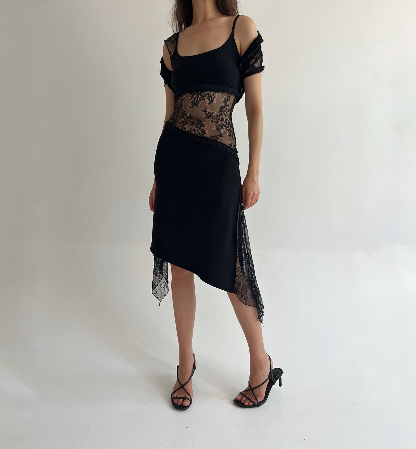 Vintage asymmetrical lace dress