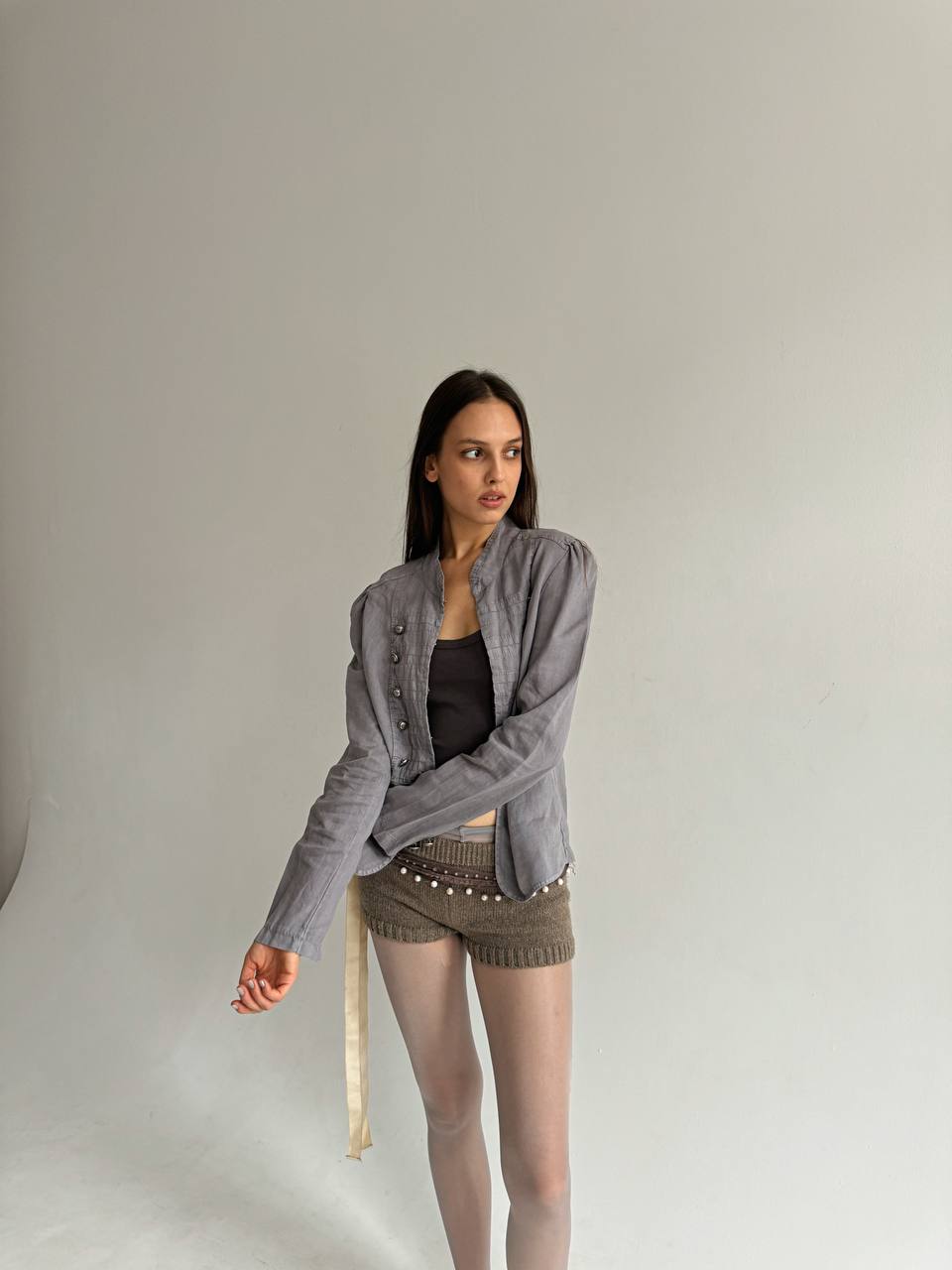 Vintage linen soldier jacket made in Italy