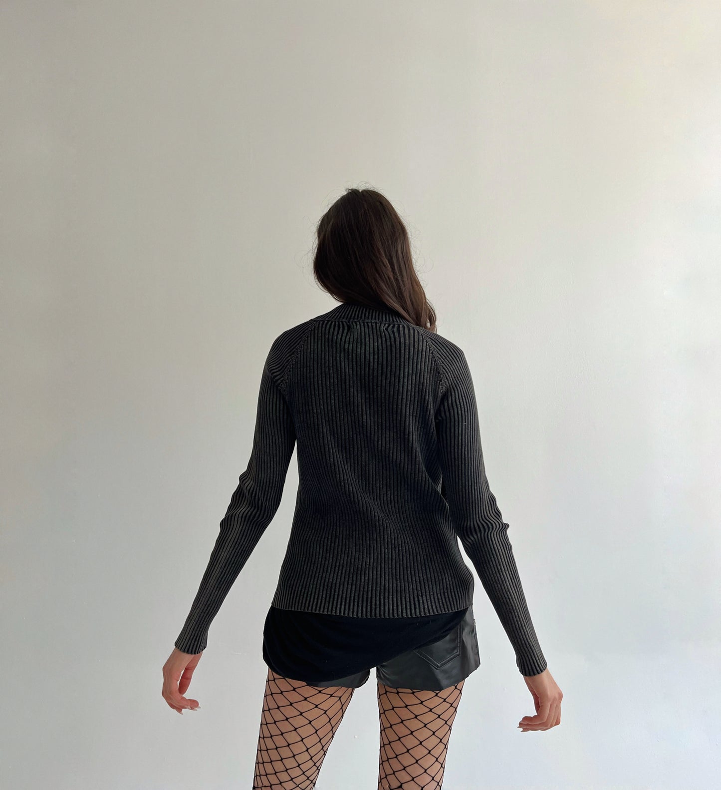 Vintage cotton ribbed distressed cardigan