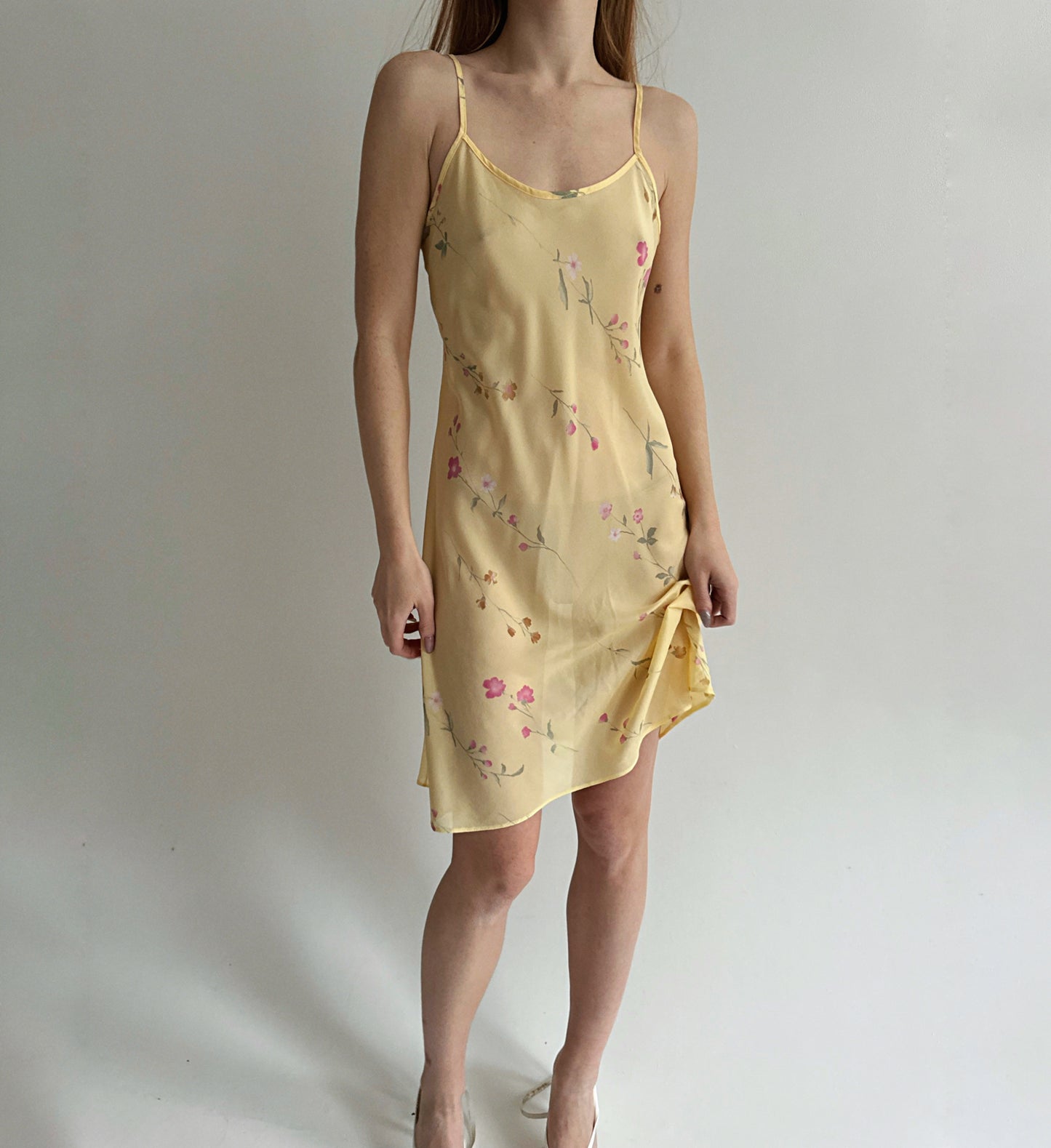Vintage slip dress with flower pattern