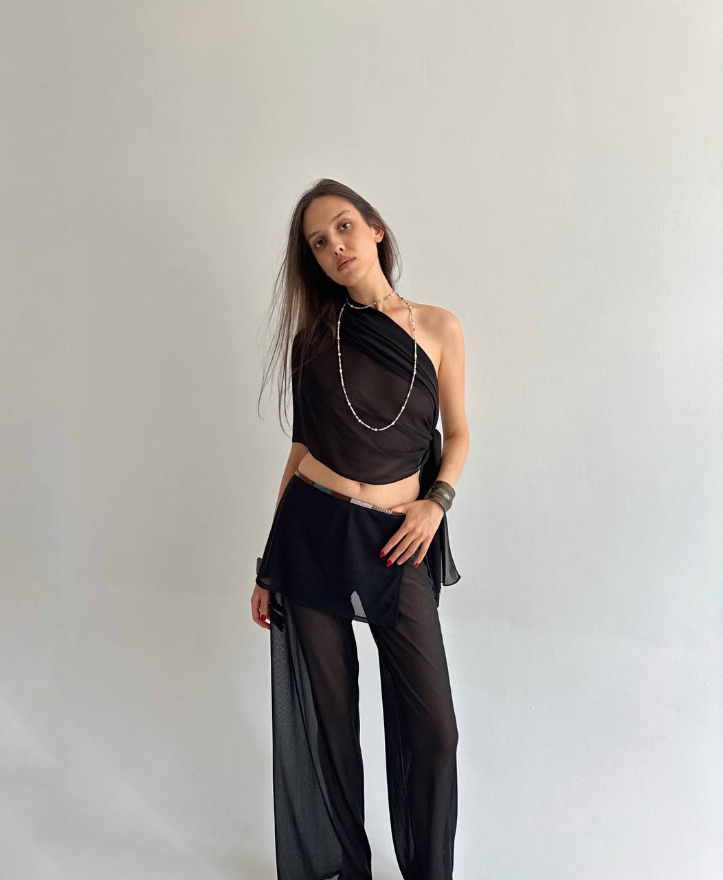 La Perla mesh beaded pants with a skirt