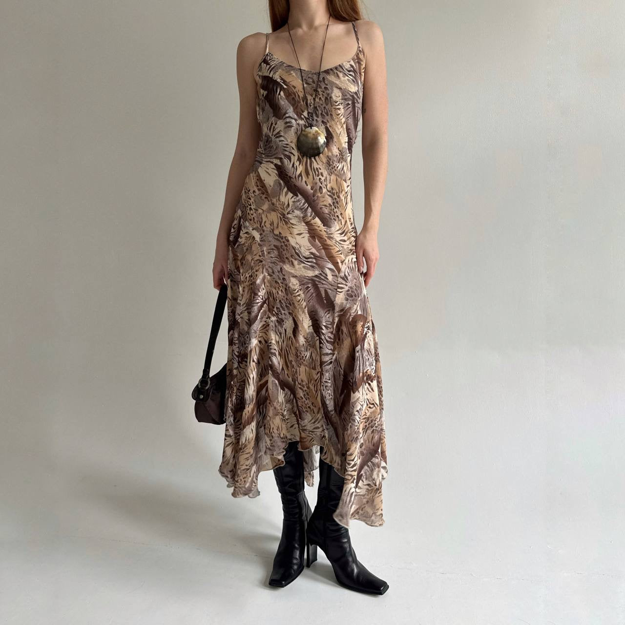 Y2K viscose asymmetrical maxi dress