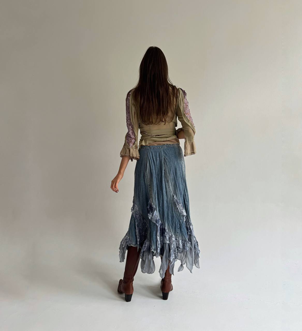 Vintage denim whimsical skirt