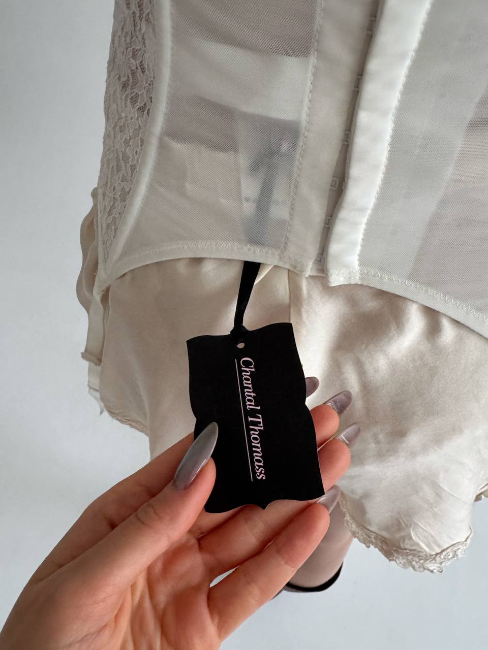 Chantal Thomass lace up white girdle