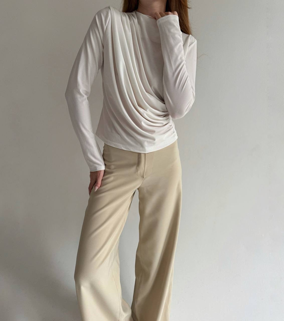 Vintage draped asymmetrical blouse