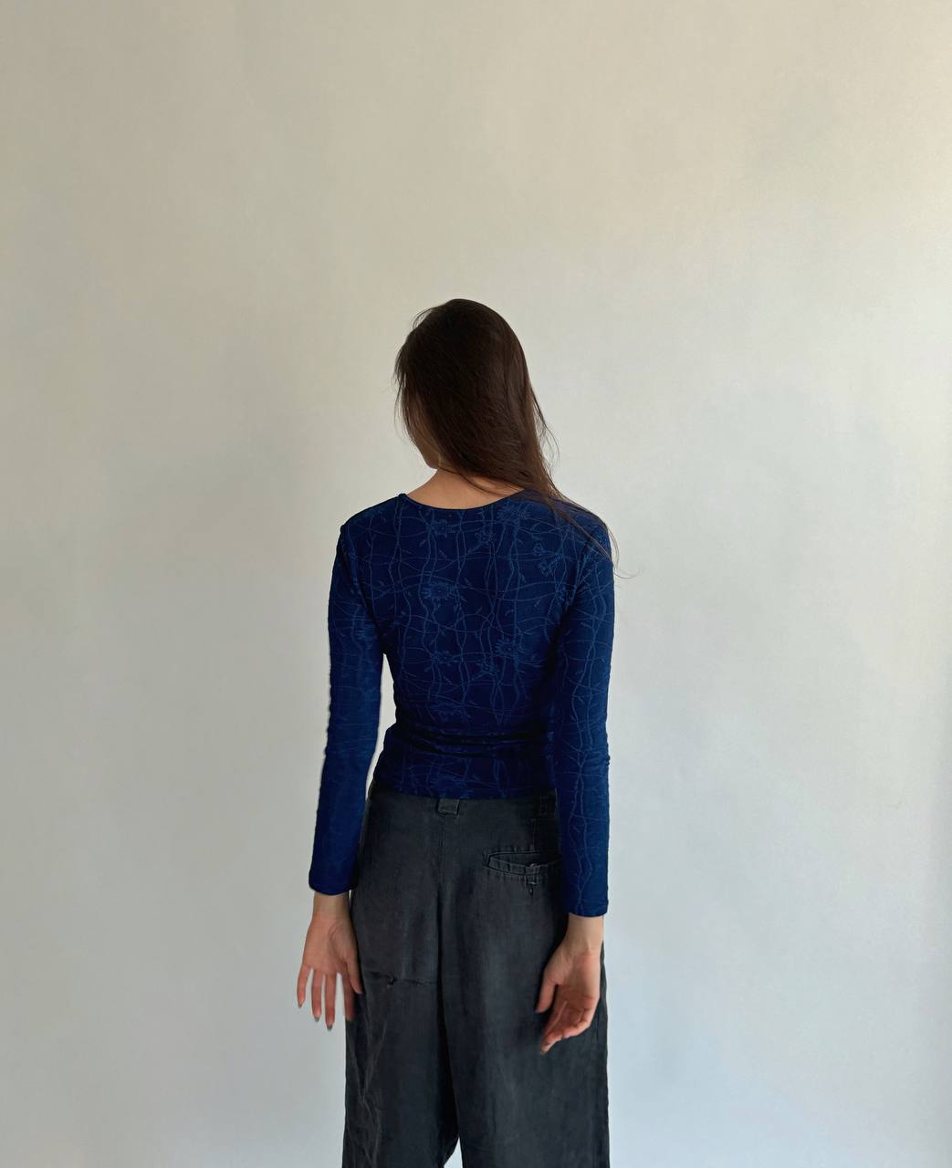 Vintage blue flower pattern blouse