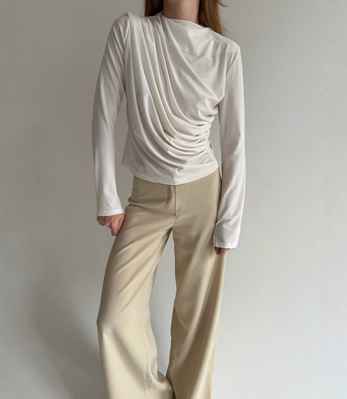 Vintage draped asymmetrical blouse