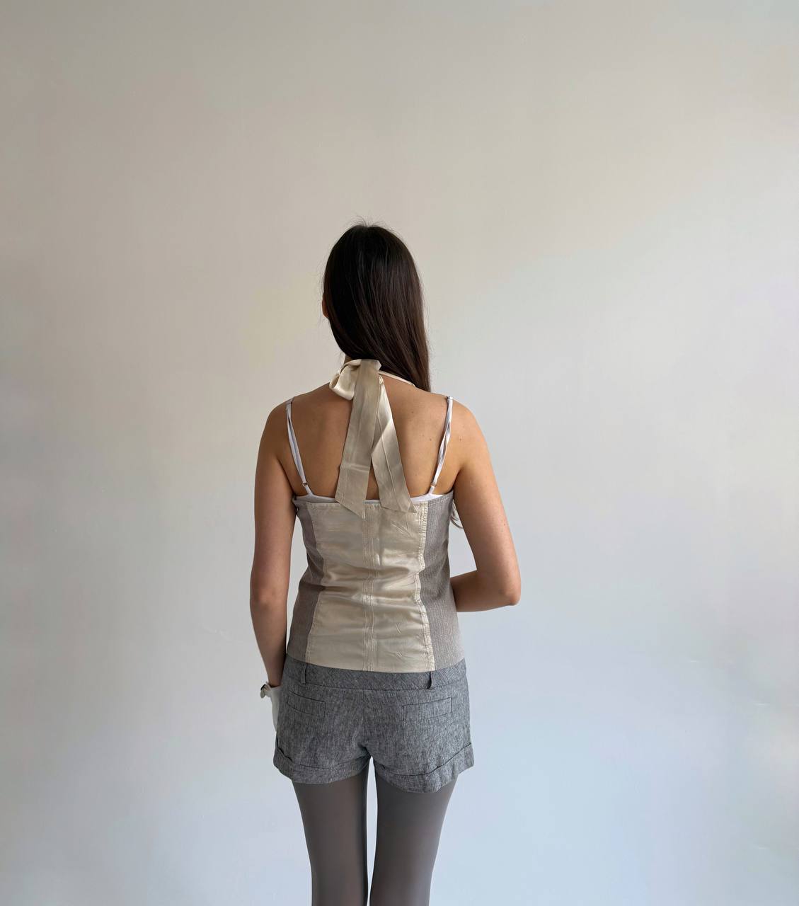 Vintage grey lace up vest