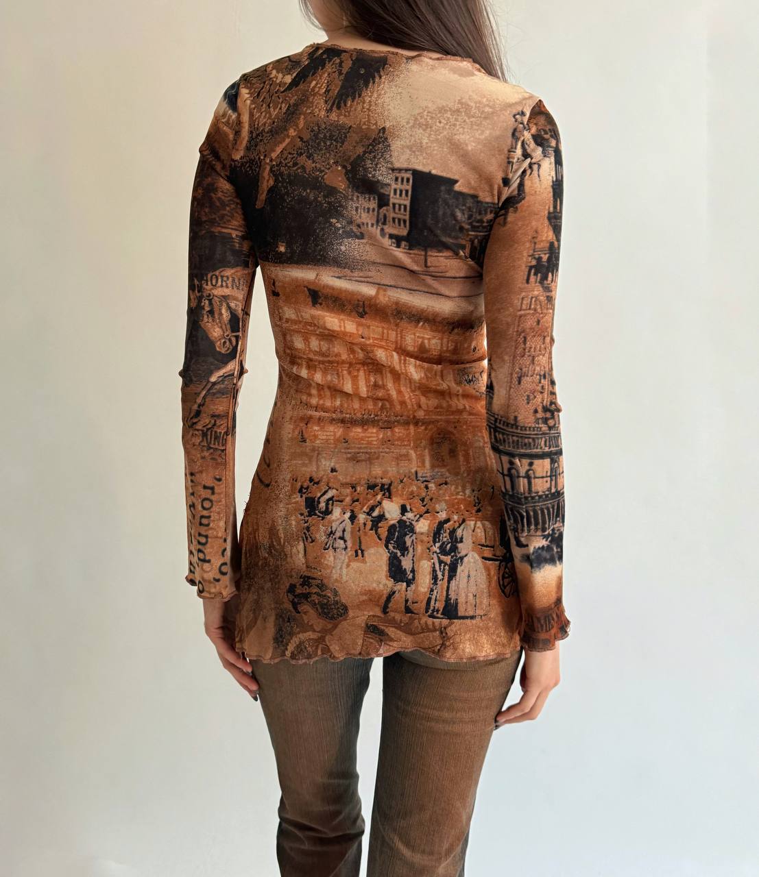 Vintage mesh printed blouse