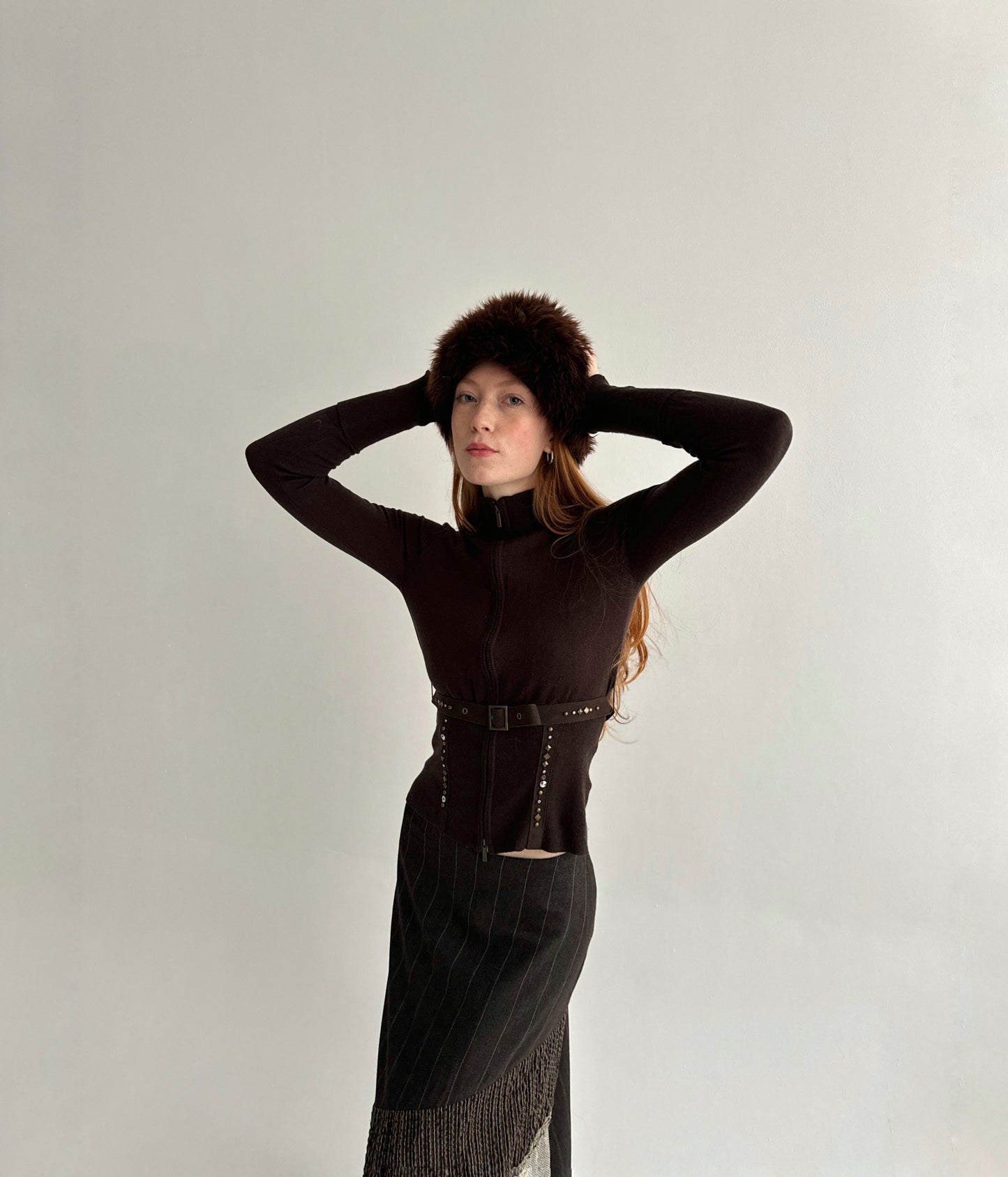 Vintage faux fur brown hat
