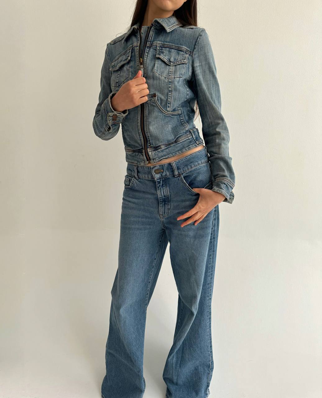 Y2K washed denim jacket