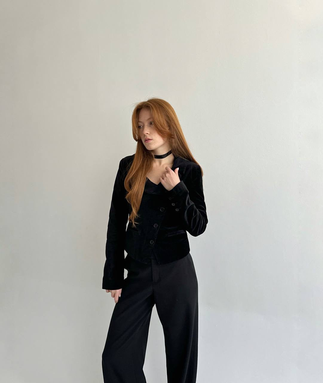 Y2K cotton velvet asymmetrical blazer